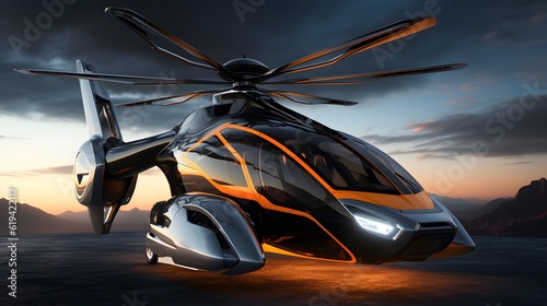Leinwand Poster Modern futuristic helicopter concept