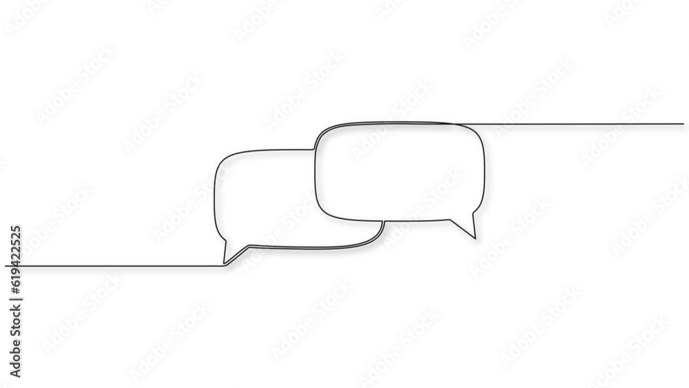 animated continuous single line drawing of speech bubbles, communication concept line art animation animated continuous single line drawing of speech bubbles, communication concept line art animation