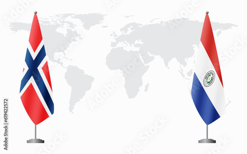 Norway and Paraguay flags for official meeting