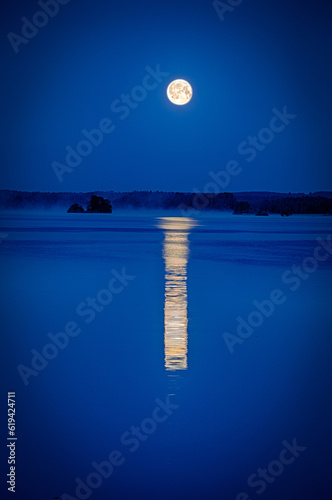 Full moon over the Swedish lake