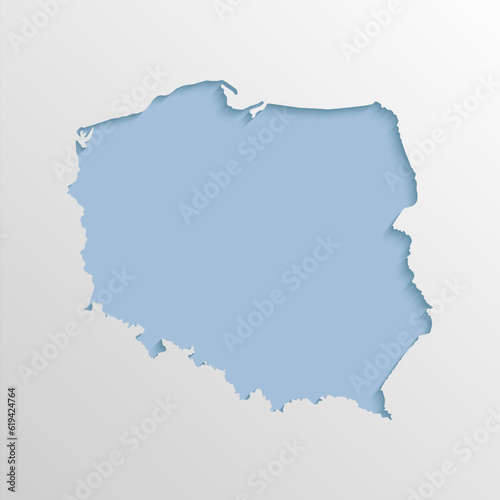 Vector map Poland, abstract inner shadow