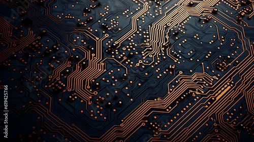 Obraz na płótnie 3D Render: Circuit Board Detail. Generative AI