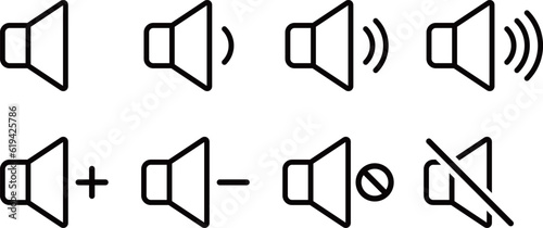 音量マークの線画アイコンセット