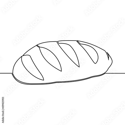 Continuous line drawing long loaf bread bakery icon vector illustration concept