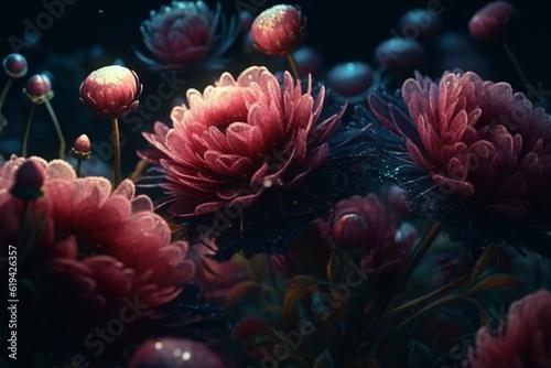 Enchanted flowers magical floral background, Generative AI