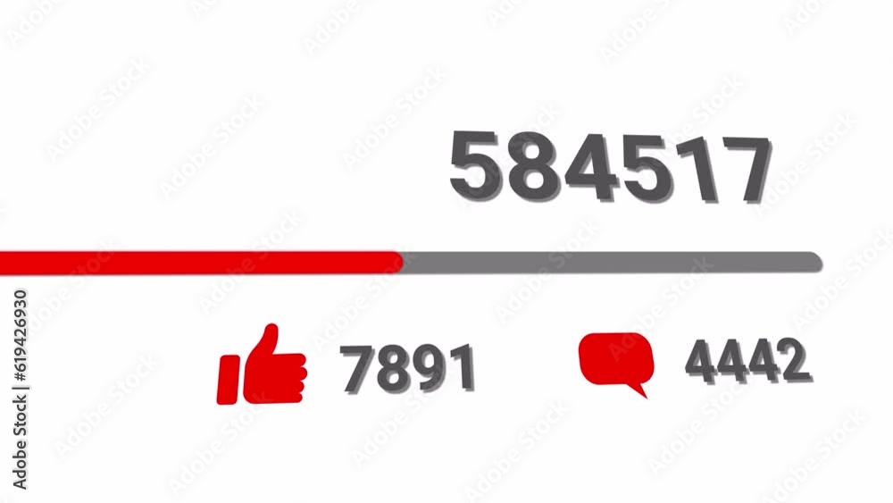 Close up Shot of number counting on social media followers, shares, likes, and comments. Success of influencer. Grow Social Media Activity.