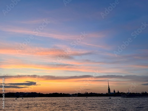 fantastic sunset colors at the city river, tender heaven, riverside © Oksana