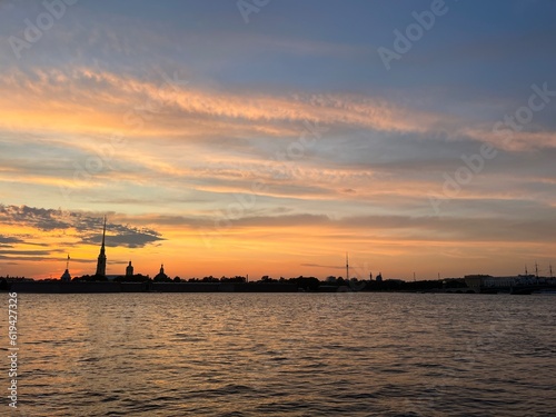 fantastic sunset colors at the city river, tender heaven, riverside © Oksana