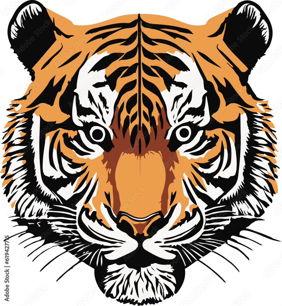 Tiger head, White background, Tiger face