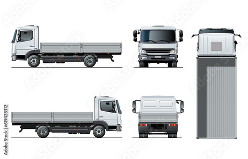 Flatbad truck template isolated on transparency background. PNG format