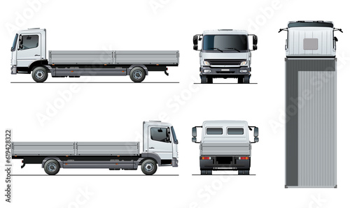 Flatbad truck template isolated on transparency background. PNG format