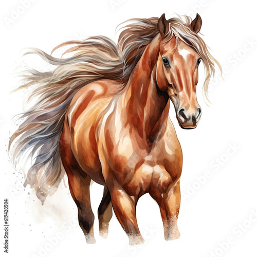 beautiful watercolor horse isolated on white background