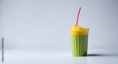 Fruit smoothies and milkshakes in a juice glass banner for healthy restaurant