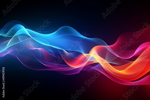 A colorful wave of smoke on a black background. Generative AI