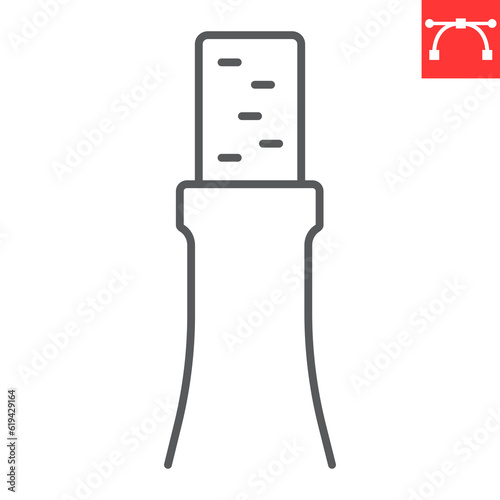 Wine cork line icon, drink and alcohol, wine stopper vector icon, vector graphics, editable stroke outline sign, eps 10.