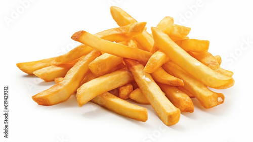 french fries isolated on a white background. Generative AI