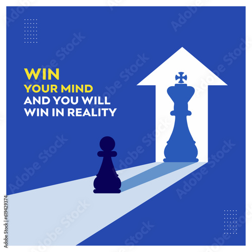 Win you Mind, Creative Concept, Inspirational, Business Growth, Skill Development, Employee Motivational Vector Design Post