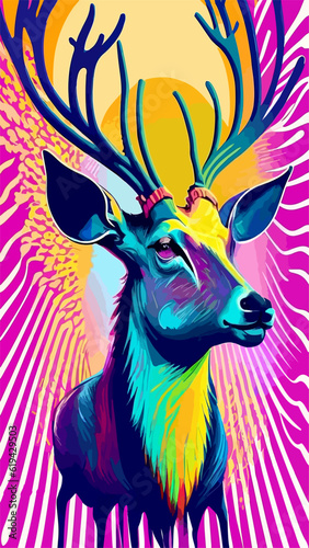 art deer animal color illustration poster design