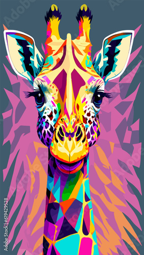 art giraffe animal color illustration poster design