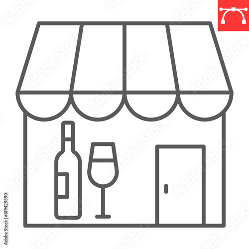 Wine shop line icon, restaurant and alcohol, store vector icon, vector graphics, editable stroke outline sign, eps 10.
