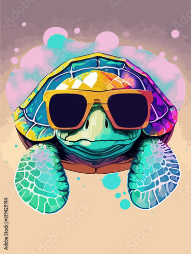turtle in sunglasses art summer illustration © Niktar_design
