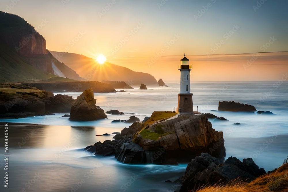 lighthouse on the coast generated Ai.