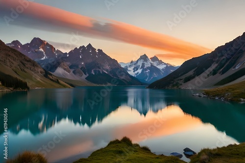 sunrise over the lake generated Ai. © Abdul