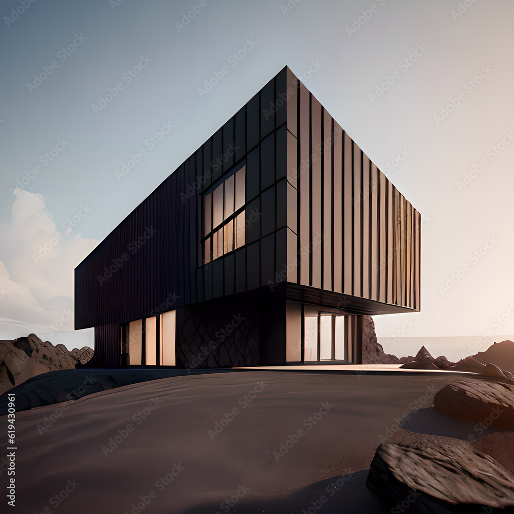 Modern house design aesthetic and stylish house in black colors, Generative AI Modern house design aesthetic and stylish house in black colors, Generative AI