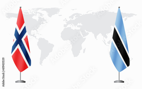 Norway and Botswana flags for official meeting