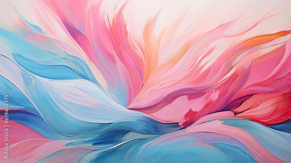 An energetic abstract artwork featuring layers of thick and energetic paint strokes in a vibrant color, evoking a sense of vitality, movement, and the joy of artistic expression. Generative AI.