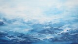 An abstract artwork with layers of thick paint in cool shades of blue and silver, creating a sense of tranquility and serenity reminiscent of a moonlit ocean at night. Generative AI. 