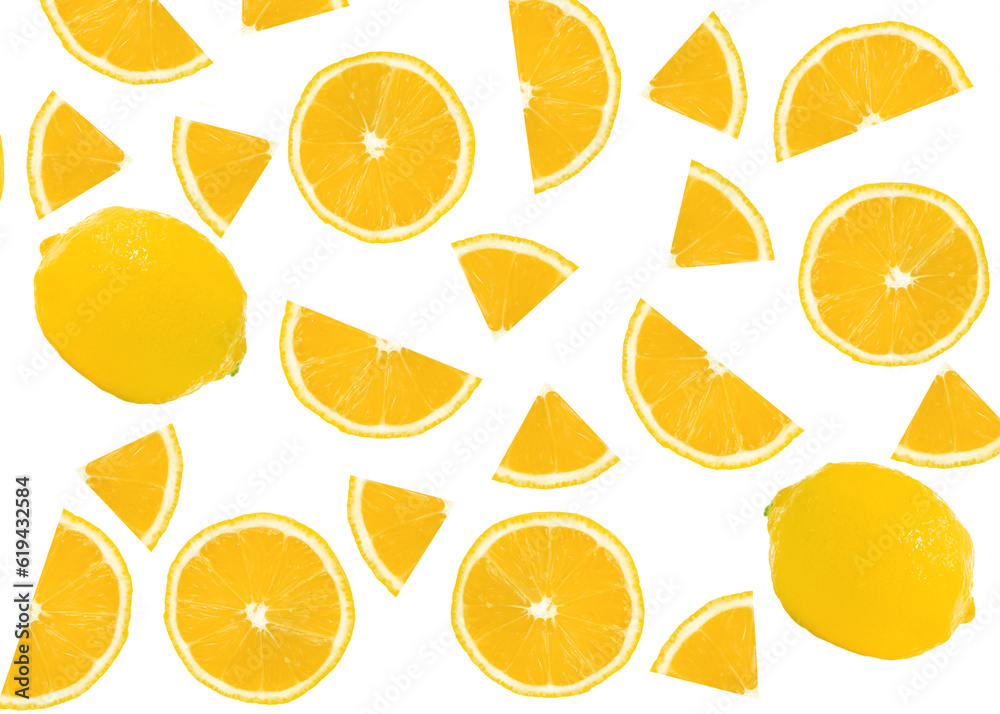 pattern with lemon slices on a white background