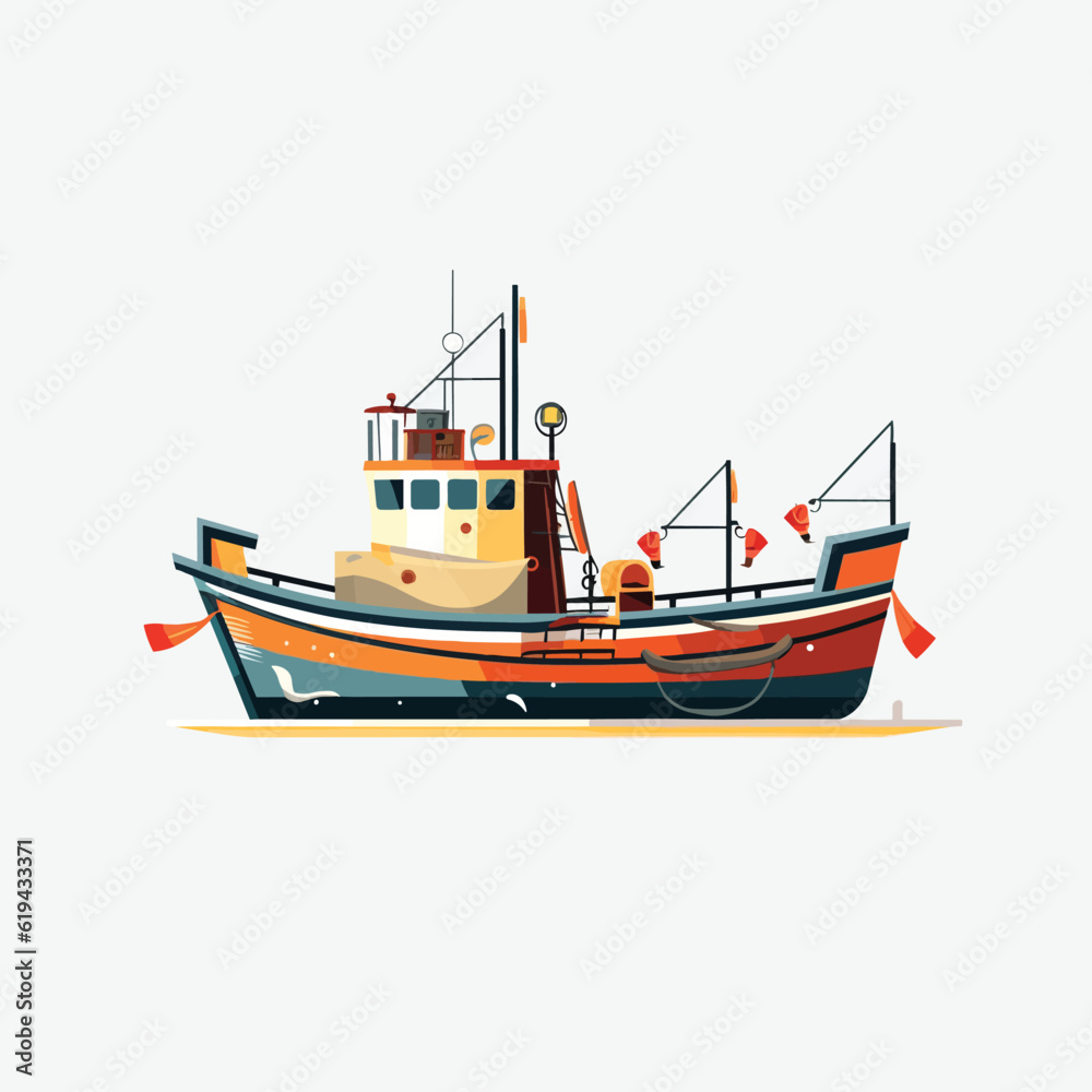 Fishing boat vector isolated on white