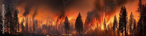 forest fire landscape global warming catastrophe apocalypse nature. climate change. Generative AI
