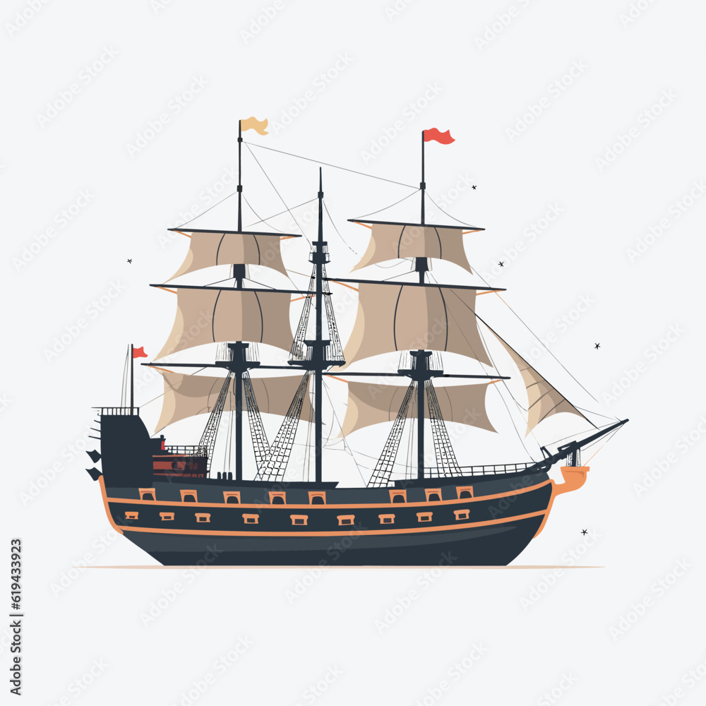 Old ship vector illustration isolated
