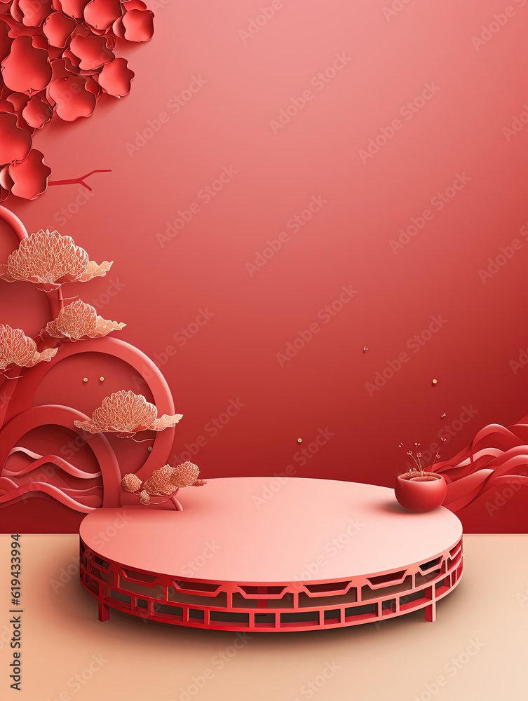 3D podium background themed chinese new year 3D podium background themed chinese new year