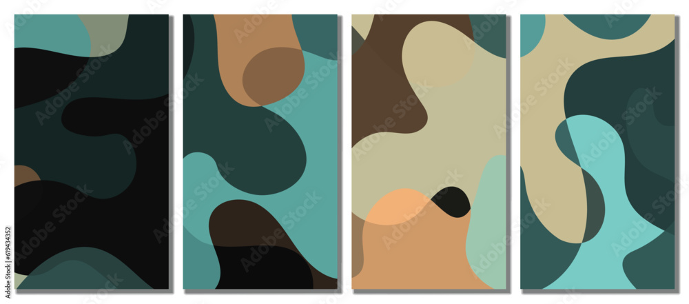 Abstract wavy set background. Design with winter color.