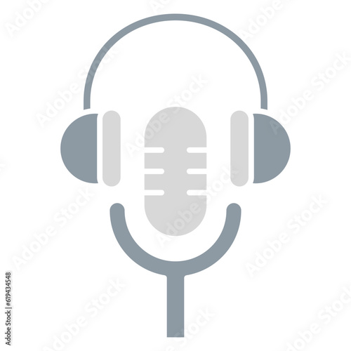 podcast icon. mic and headphone