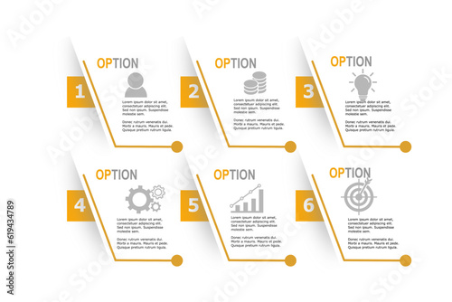 infographic elements  template, business concept with, 6 steps  , minimal shape design for workflow layout, diagram, annual report, web design. Creative banner, label vector