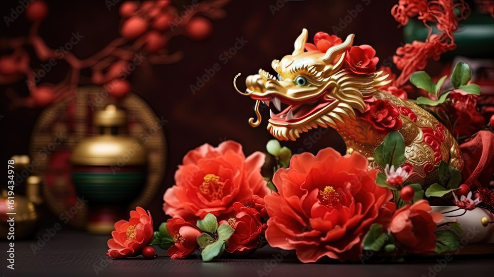 Chinese new year still life of dragon celebration Chinese new year still life of dragon celebration