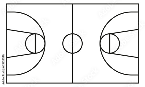 Basketball court markup. Outline of lines on basketball court.