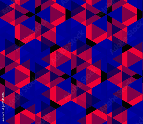 Abstract background in red and blue, with a spectacular rhythm and inserts. Surrealistic image in a modern style. For your art projects and works.