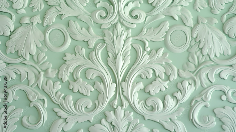 mint background flowers on paper wallpaper in victorian style. Generative AI mint background flowers on paper wallpaper in victorian style. Generative AI