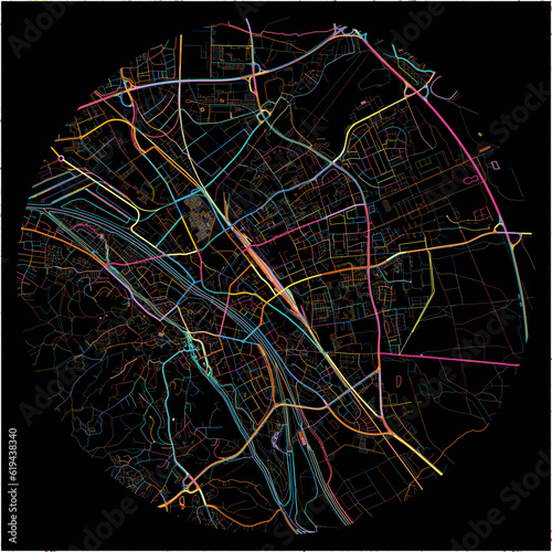 Colorful Map of Bamberg, Bavaria with all major and minor roads.