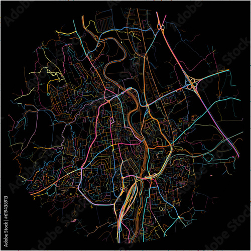 Colorful Map of KemptenAllgau, Bavaria with all major and minor roads.