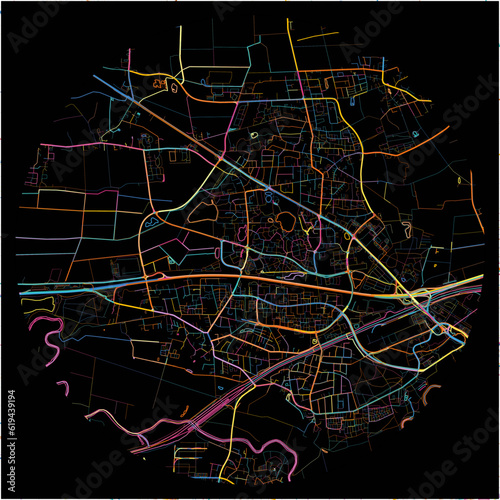 Colorful Map of Garbsen, Lower Saxony with all major and minor roads.