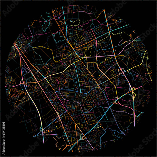 Colorful Map of LangenfeldRheinland, North Rhine-Westphalia with all major and minor roads.