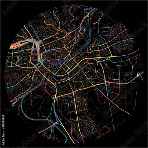 Colorful Map of Neu-Ulm, Bavaria with all major and minor roads.