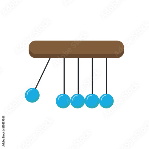 Vector illustration of Newton's pendulum, illustrated diagram for basic physics teaching, education, school.