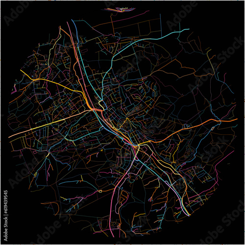 Colorful Map of MendenSauerland, North Rhine-Westphalia with all major and minor roads.